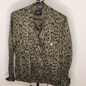 Rails Army Green Leopard Print Jacket - Size Large